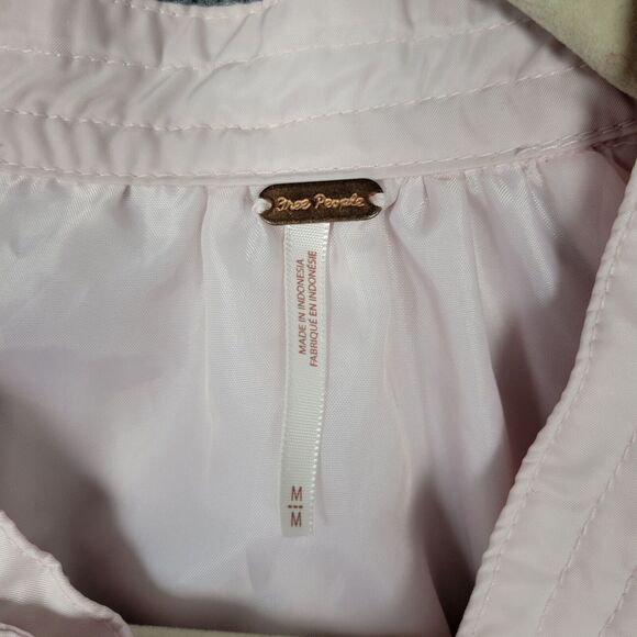 FREE PEOPLE Pink Midnight Bomber Jacket Full Zip Long Sleeve SIZE MEDIUM - Picture 11 of 15